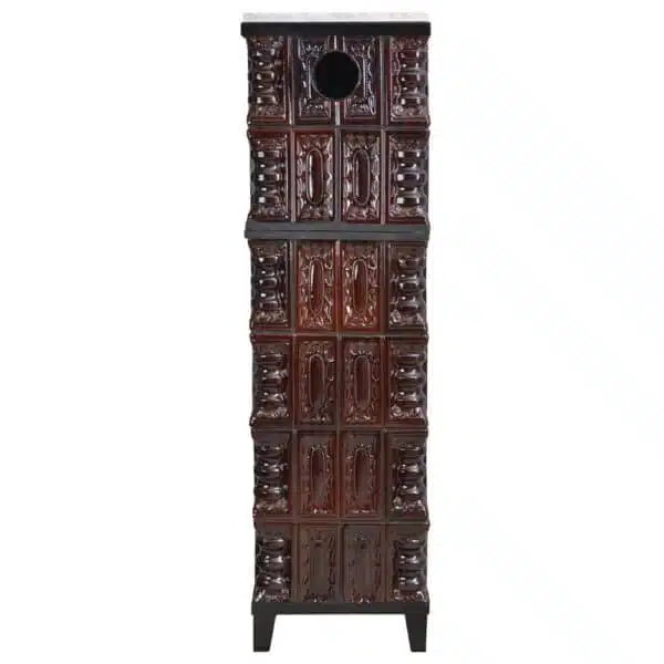 Fatüzelésű 6 soros cserépkályha, márványlappal, 10 kW, Barna - Image 7