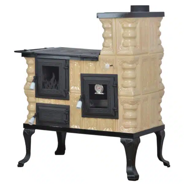 Sobă teracotă Cizmă mică Crem/Rustic, Portabil de încălzit și gătit pe lemne, 8kW - imagine 4