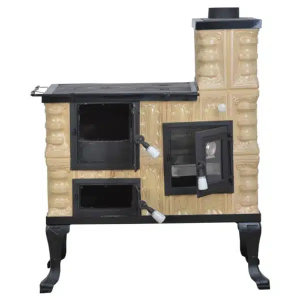Sobă teracotă Cizmă mică Crem/Rustic, Portabil de încălzit și gătit pe lemne, 8kW - imagine 3