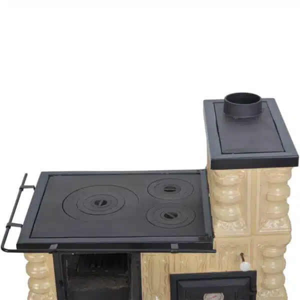 Sobă teracotă Cizmă mică Crem/Rustic, Portabil de încălzit și gătit pe lemne, 8kW - imagine 8