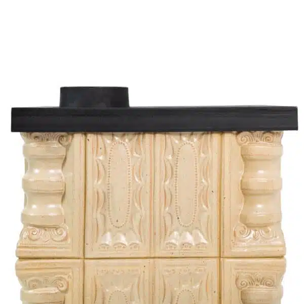 Sobă teracotă Junor CremRustic 3R, Sobă din teracotă pe lemne cu plită și ușă focar sticlă, 6kW - imagine 12
