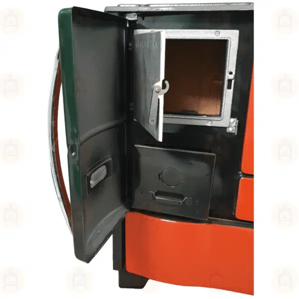 Sobă de gătit Frigy BK50, Roșu cu plită si cuptor, 7 kW 3