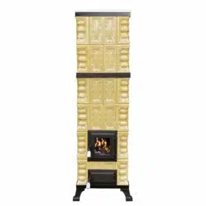 Sobă de teracotă 6 rânduri de încălzit cu marmură 10kW, Crem Rustic 12