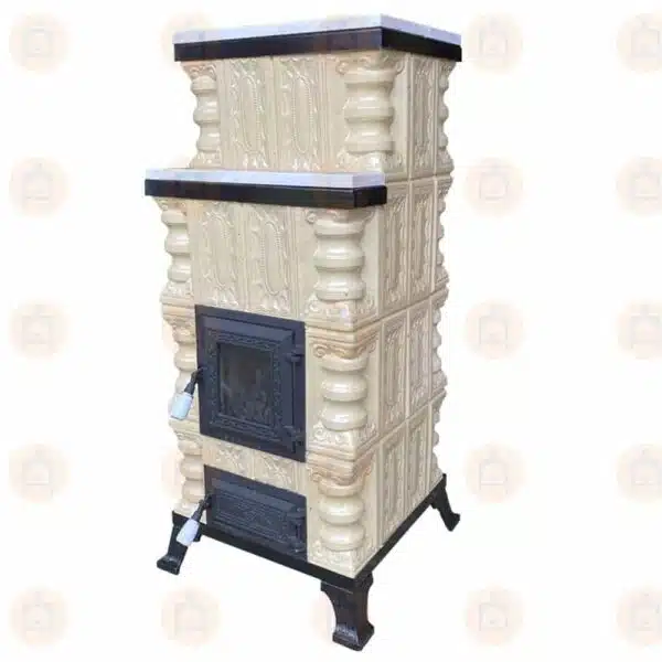 Sobă teracotă Crem/Rustic 7kW, De încălzit pe lemne cu marmură 2