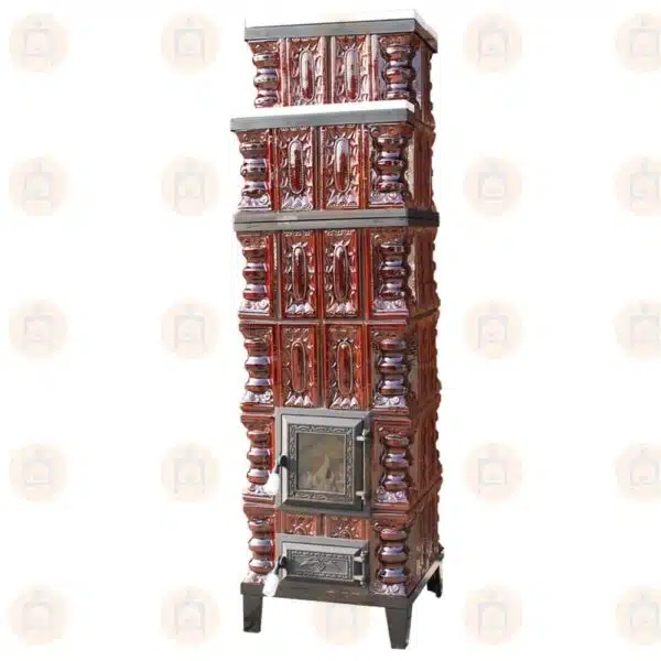 Sobă de teracotă 6 rânduri de încălzit cu marmură 10kW, Maro 4