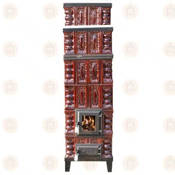 Sobă de teracotă 6 rânduri de încălzit cu marmură 10kW, Maro 5