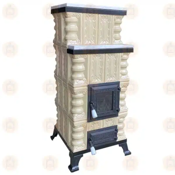 Sobă teracotă Crem/Rustic 7kW, De încălzit pe lemne cu marmură 4