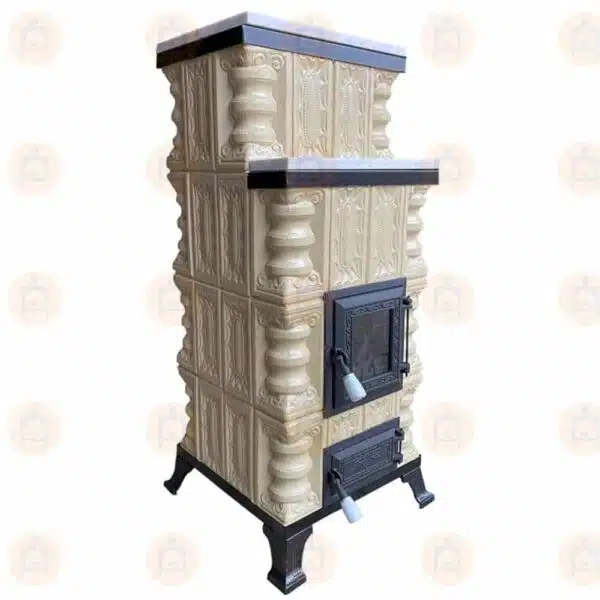 Sobă teracotă Crem/Rustic 7kW, De încălzit pe lemne cu marmură 5