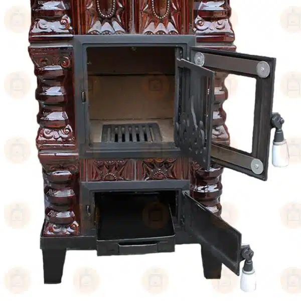 Sobă de teracotă 6 rânduri de încălzit cu marmură 10kW, Maro 8