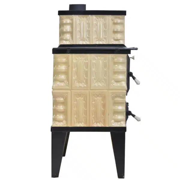 Sobă teracotă Crem Rustic tip cizmă, Teracotă Crem de incălzit și gătit cu ușă fontă, 8kW - imagine 6