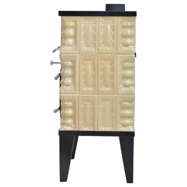 Sobă teracotă Crem Rustic tip cizmă, Teracotă Crem de incălzit și gătit cu ușă fontă, 8kW - imagine 5