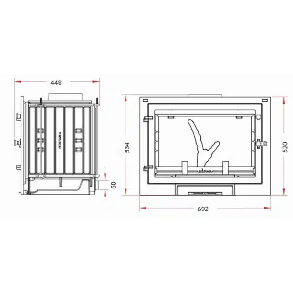Șemineu focar fontă Eos 700, pe lemne, 8kW-12kW - imagine 3