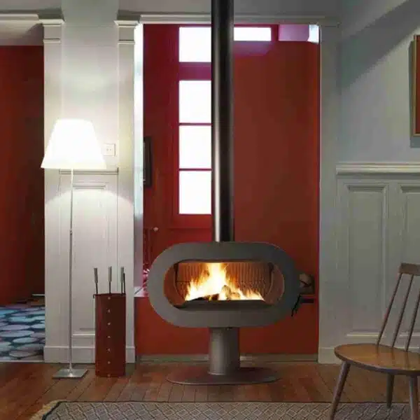 Șemineu fontă pe picior Fifty, pe lemne, negru, 10-15kW - imagine 3