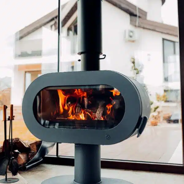 Șemineu fontă pe picior Fifty, pe lemne, negru, 10-15kW - imagine 2