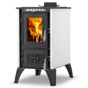 Șemineu fontă Iglo Alb, Hunor 806 pe lemn și brichete, 10,6kW