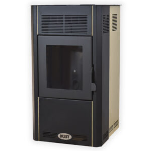 OPTIMA 10kW pelletkályha, öntvény égéstérrel, belső ventilátorral
