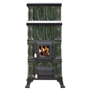 Sobă de teracotă Smarald cu marmură, Sobă din teracotă pe lemne 7kW
