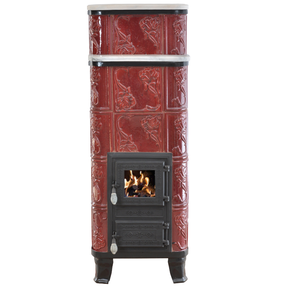 Sobă Teracotă ROZA Bourgogne 5RG, Sobă de teracotă pe lemne cu marmură, 9kW