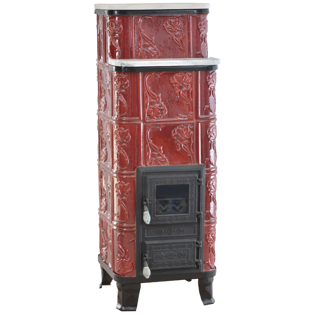 Sobă Teracotă ROZA Bourgogne 5RG, Sobă de teracotă pe lemne cu marmură, 9kW - imagine 4