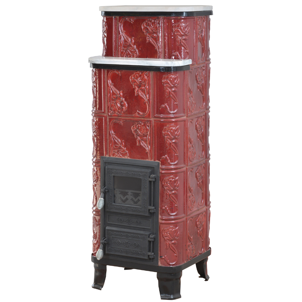 Sobă Teracotă ROZA Bourgogne 5RG, Sobă de teracotă pe lemne cu marmură, 9kW - imagine 5