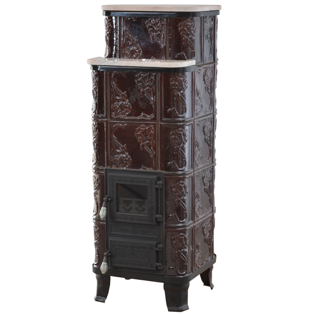 Sobă Teracotă ROZA Maro 5RG, Sobă de teracotă pe lemne cu marmură, 9kW - imagine 5