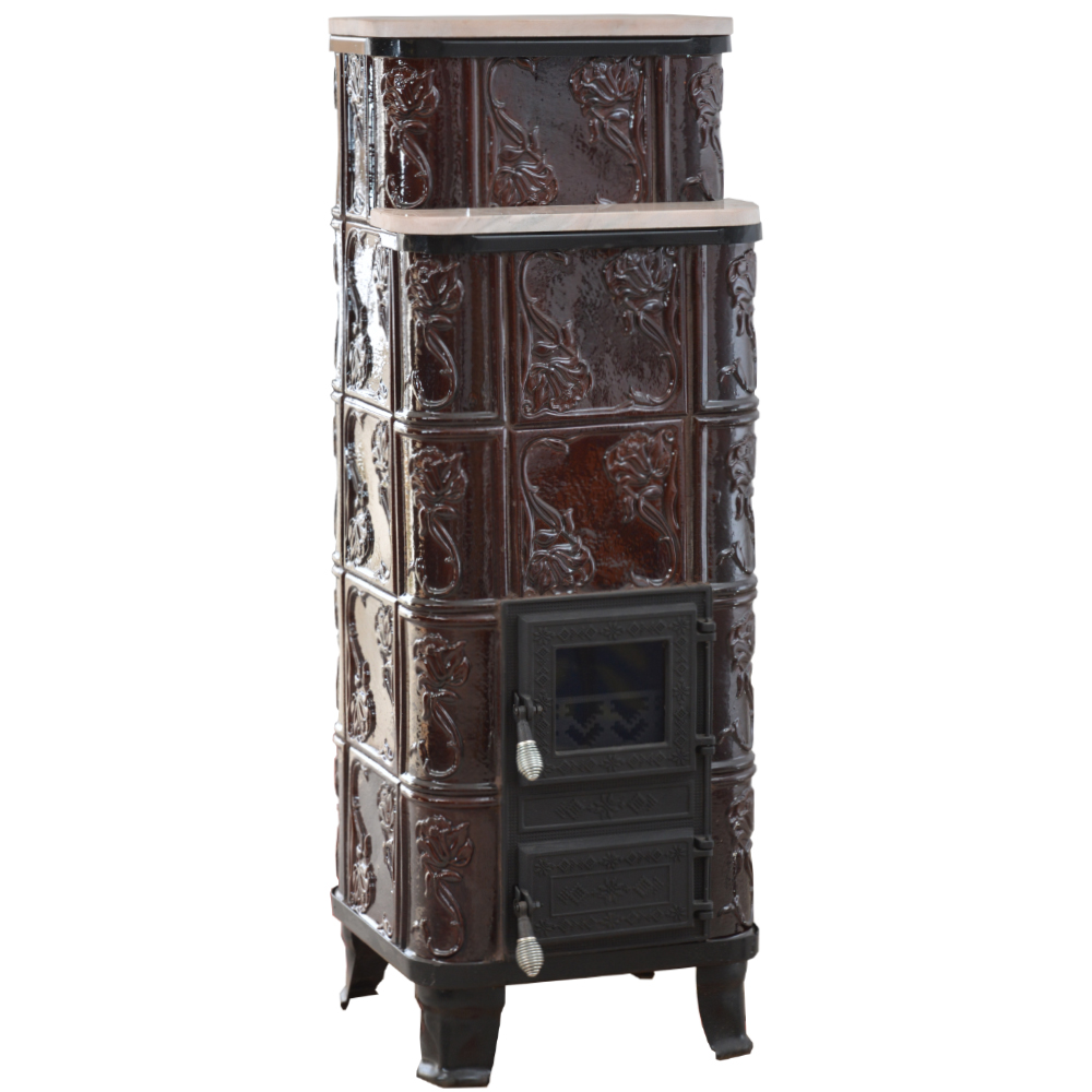 Sobă Teracotă ROZA Maro 5RG, Sobă de teracotă pe lemne cu marmură, 9kW - imagine 4