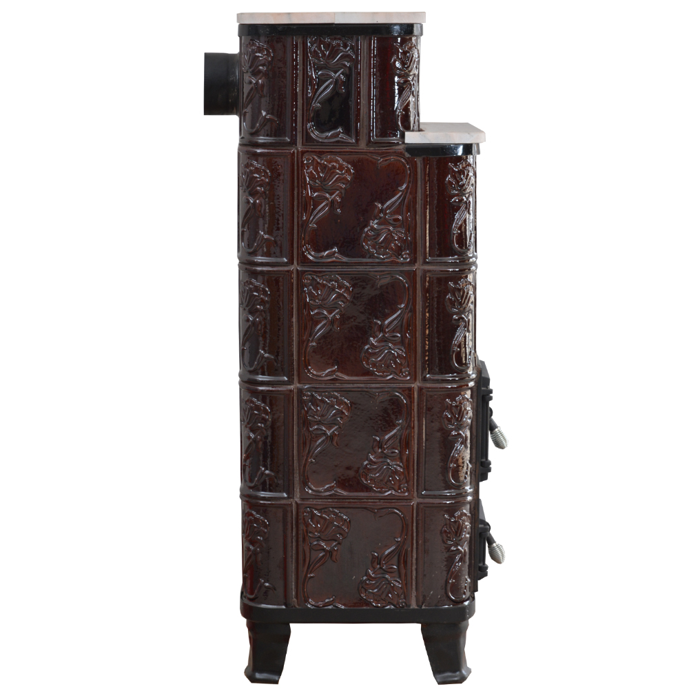 Sobă Teracotă ROZA Maro 5RG, Sobă de teracotă pe lemne cu marmură, 9kW - imagine 6