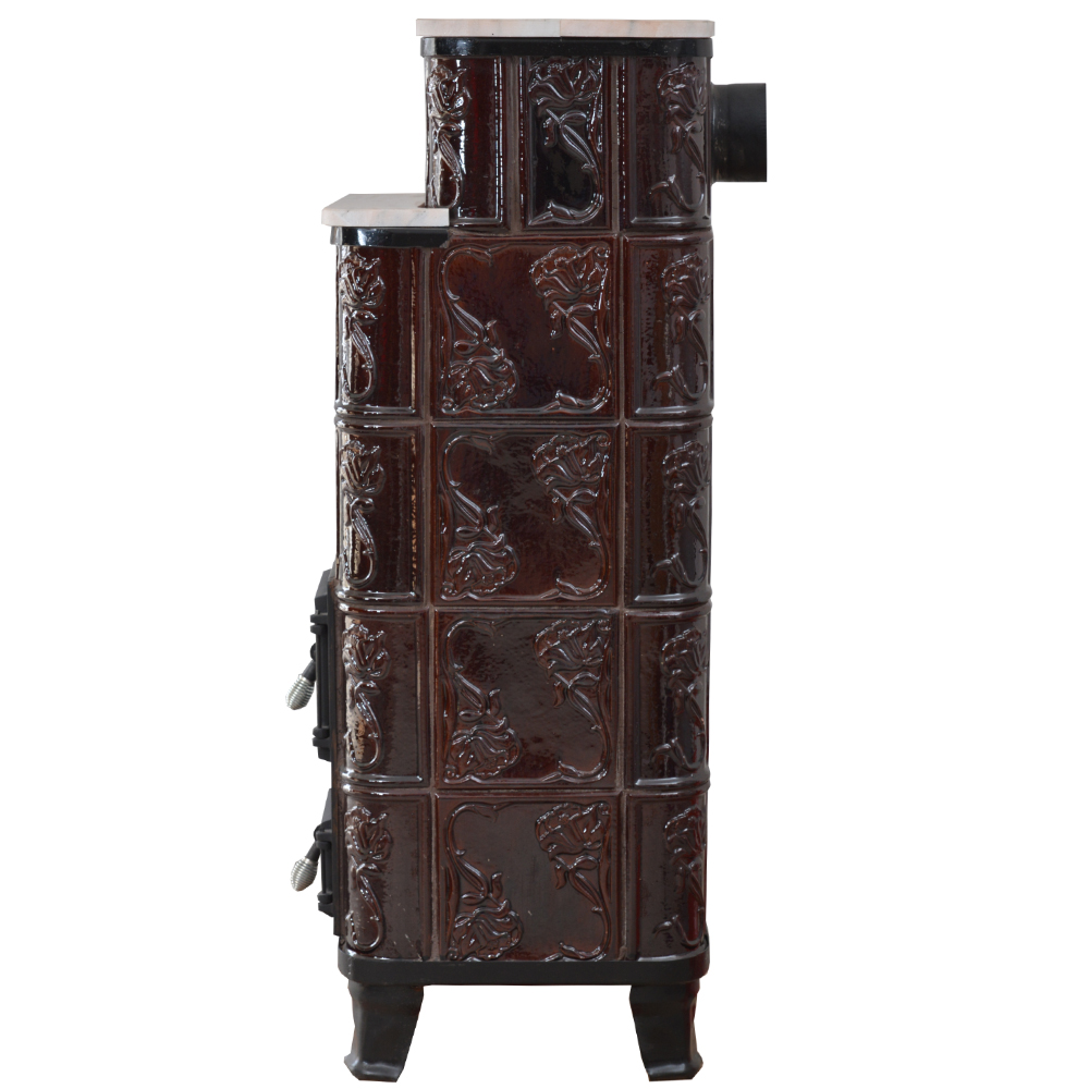 Sobă Teracotă ROZA Maro 5RG, Sobă de teracotă pe lemne cu marmură, 9kW - imagine 7