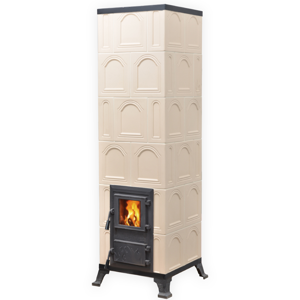 Sobă teracotă Crem Bizantin 6R, De încălzit cu plită 10kW